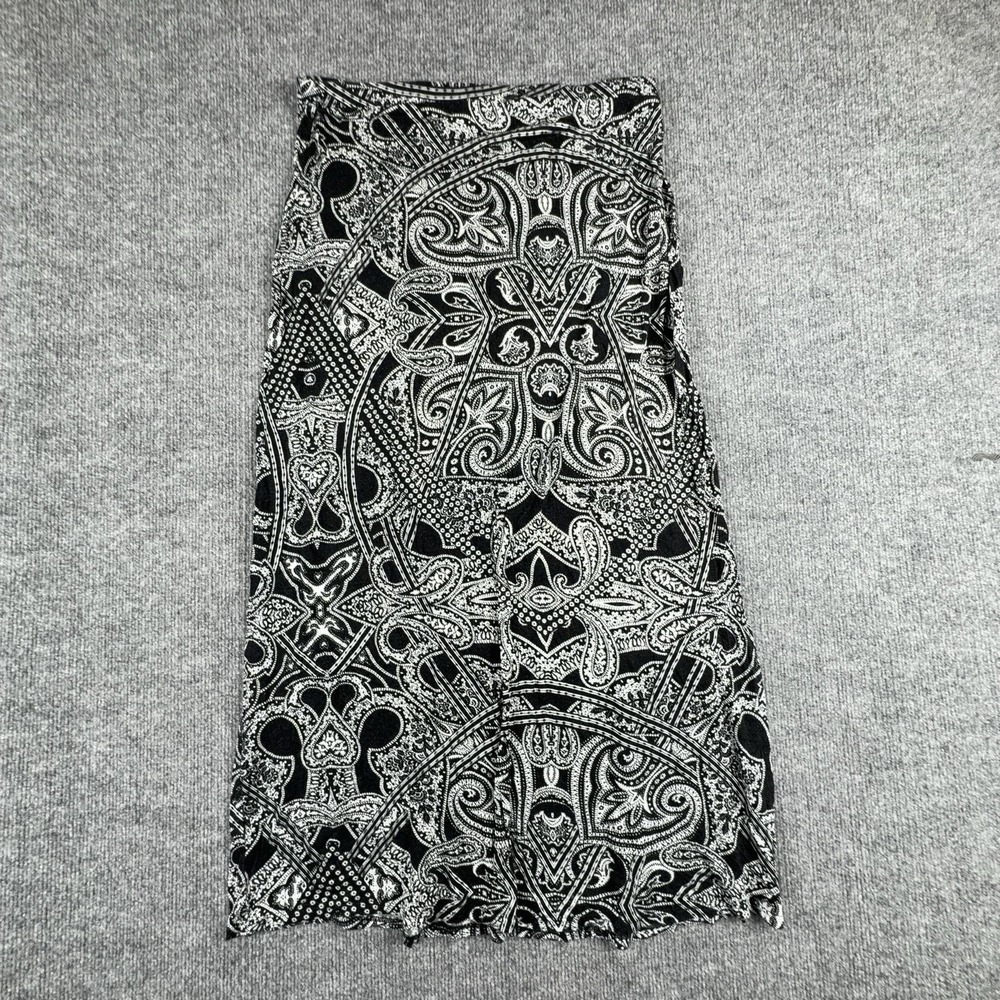 ELLE Skirt Womens Medium Black Paisley Jersey Maxi Elastic Waist Stretch Boho